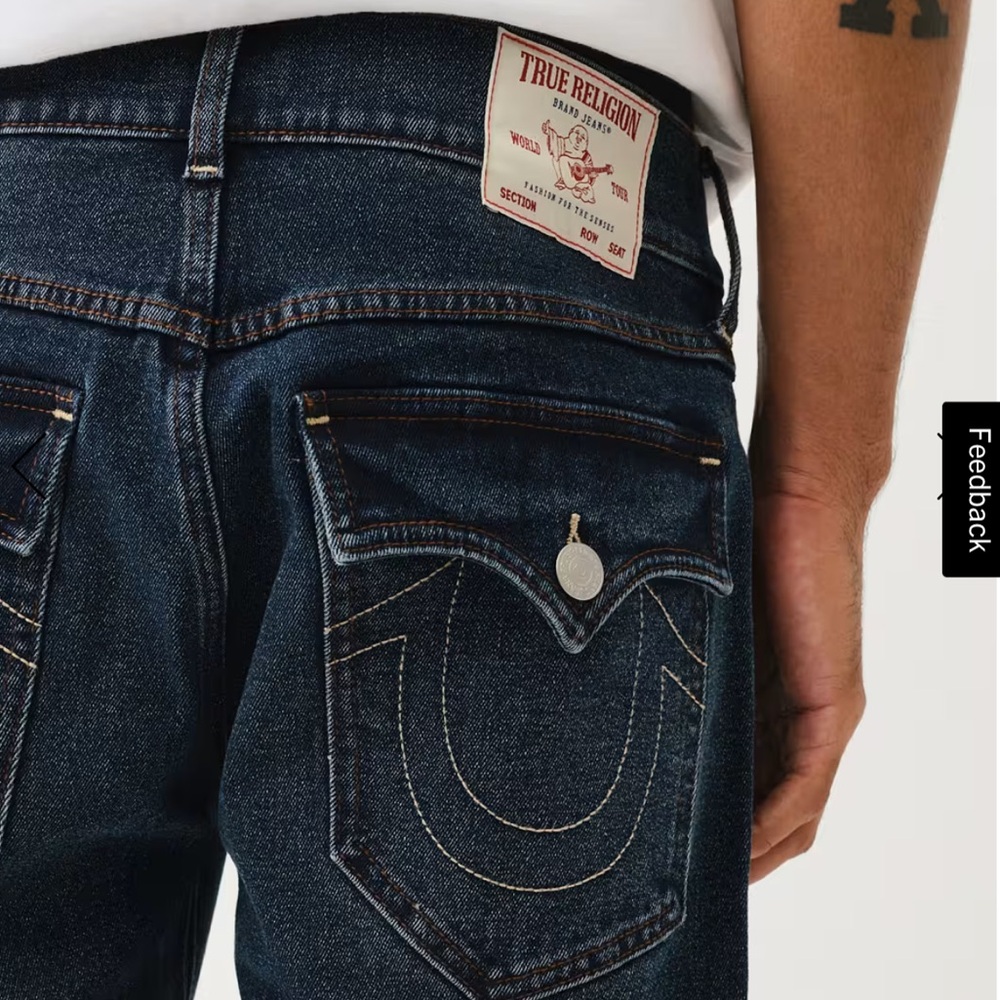 True Religion Jeans Mens Ricky Flap SN Relaxed Straight Denim Size 38 x 34